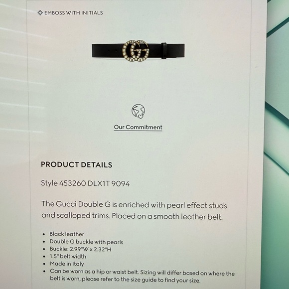 Authentic Gucci Marmont Belt with Pearls - Picture 3 of 3